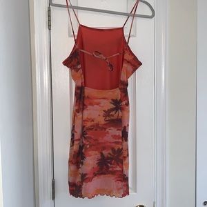 Open back palm tree mini dress.
